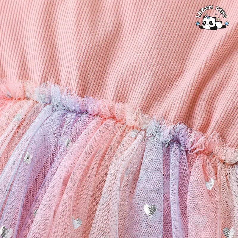 LEZONKIDS - Fornecimento de fábrica de vestido sem mangas de malha macia e confortável para meninas, vestido de tule para meninas